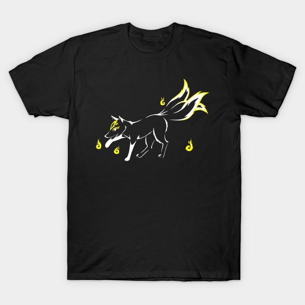 Kitsune (white and yellow) T-Shirt by Eile